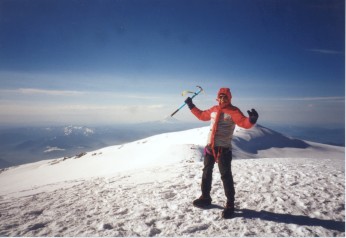 On summit of Mt. Rainier, 4410m