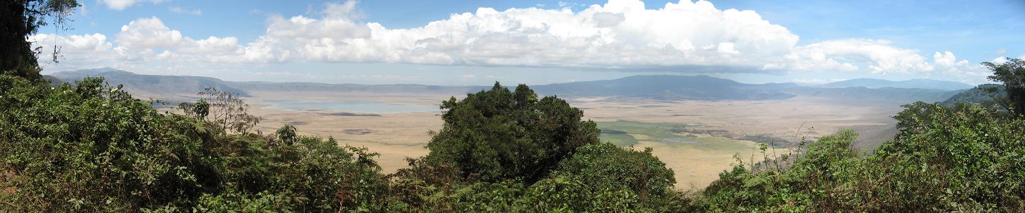 View from rim of famous Ngorongoro Crater